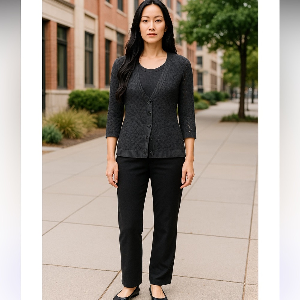 Notations ntn black one piece sweater with 2 piece look!